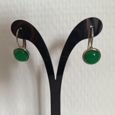 Boucles d'oreilles dormeuses et cabochon aventurine