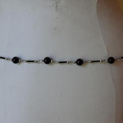 Ceinture-bijou, 2 rangs perles noires