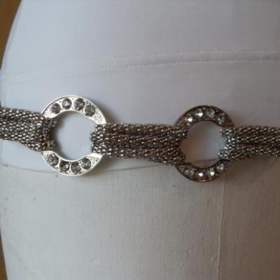 Ceinture-bijou métal argenté et cercles strass