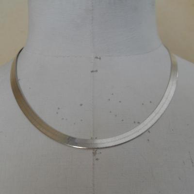 Collier large, maillons plats, argent 925.