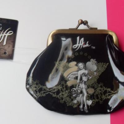 Porte-monnaie noir vernis, pin up.